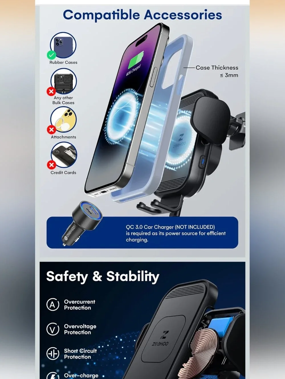 Zeehoo Fast Wireless Car Charger